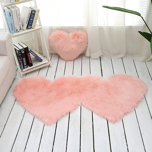 Double Heart Faux Sheepskin Rug Available in Three Colors