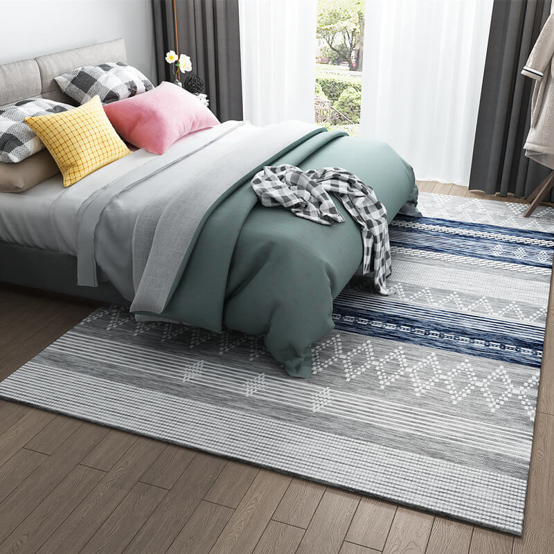 Blue Wave Geometric Rug