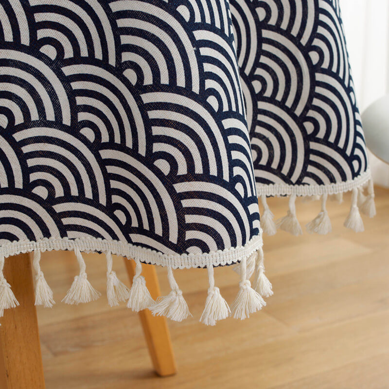 Semicircle Wave Pattern Round Tablecloth