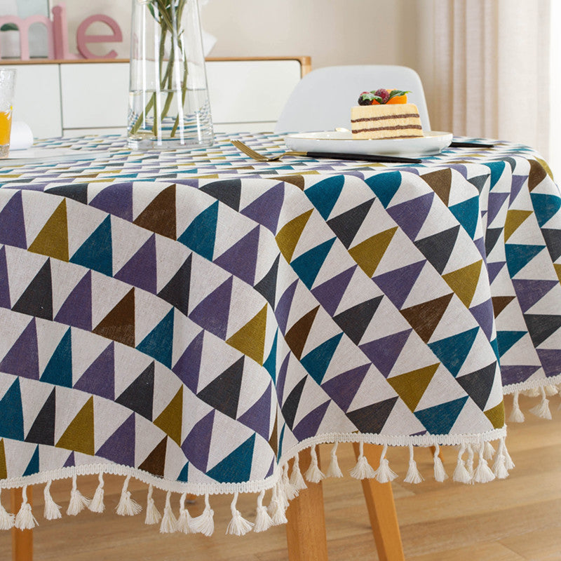 Multicolor Triangle Round Tablecloth