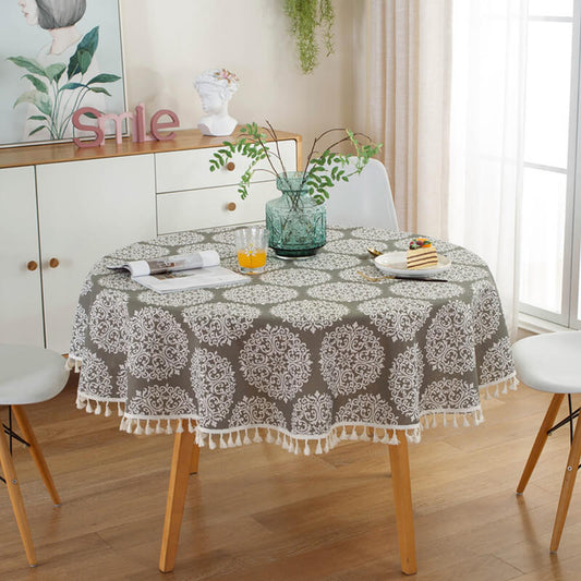 Vintage Floral Round Tablecloth