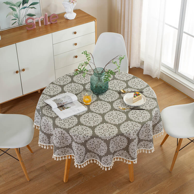 Vintage Floral Round Tablecloth