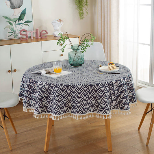 Semicircle Wave Pattern Round Tablecloth