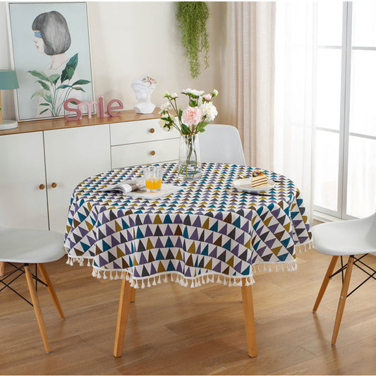 Multicolor Triangle Round Tablecloth