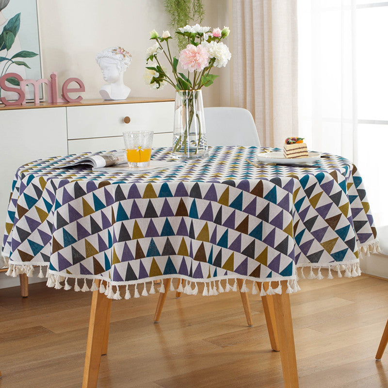 Multicolor Triangle Round Tablecloth