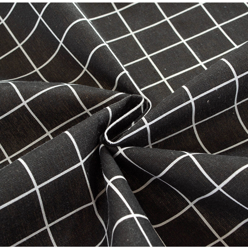 Classic Black and White Plaid Round Tablecloth