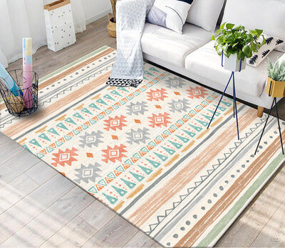 Fresh Pattern Cotton Linen Boho Bedside Rug