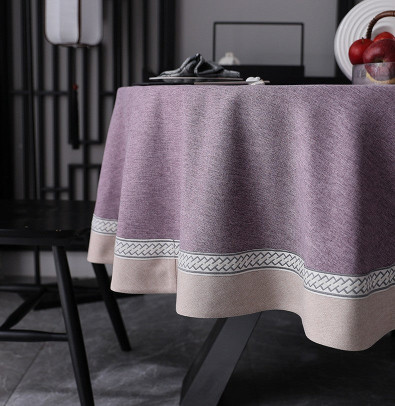 Purple and Pink Cotton Round Tablecloth