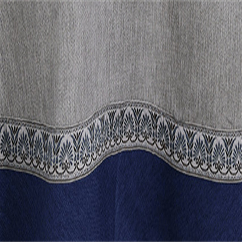 Gray and Blue Cotton Round Tablecloth