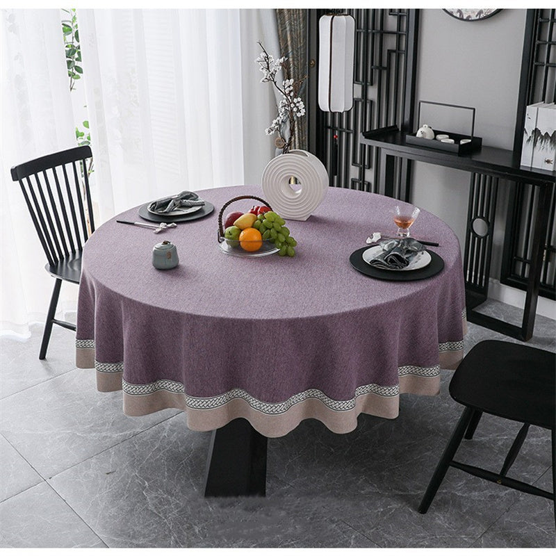 Purple and Pink Cotton Round Tablecloth